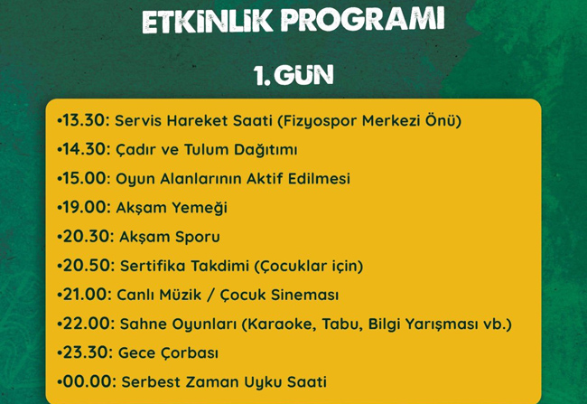 BÜYÜKŞEHİR SPOR A.Ş İLE DOĞA SENİ ÇAĞIRIYOR: SARIMSAKLI AİLE DOĞA KAMPI KAYITLARI BAŞLADI