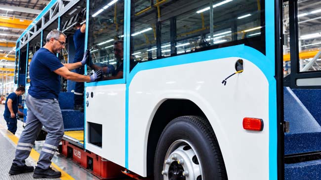 KAYSERİ’NİN 12 ELEKTRİKLİ OTOBÜSÜ ÜRETİM HATTINDA
