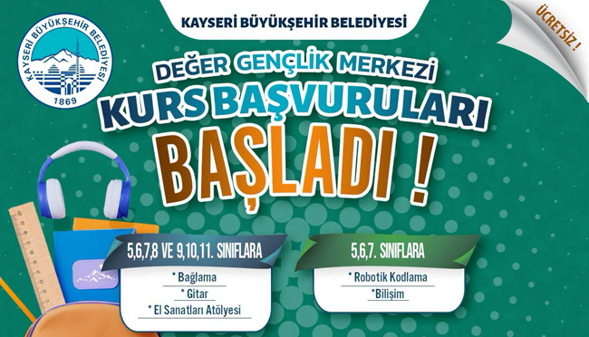 BÜYÜKŞEHİR’İN DEĞER GENÇLİK MERKEZİ’NDE KURS BAŞVURULARI BAŞLADI