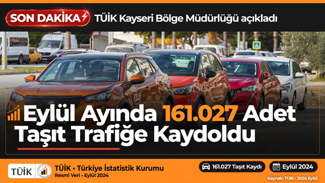 Eylül ayında 161 bin 27 adet taşıtın trafiğe kaydı yapıldı