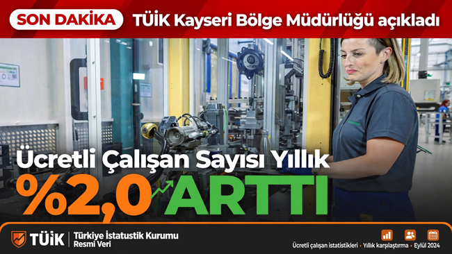 Ücretli çalışan sayısı yıllık %2,0 arttı