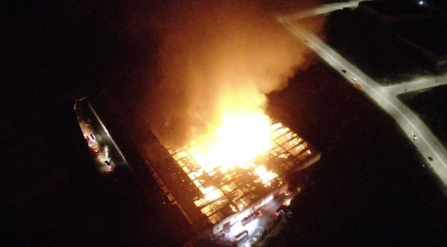 Kayseri'deki fabrika yangını havadan görüntülendi