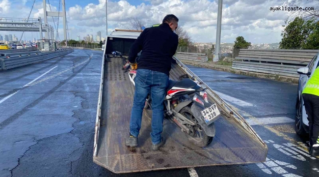 15 Temmuz Şehitler Köprüsünde yasağa uymayan 15 motosikletliye ceza